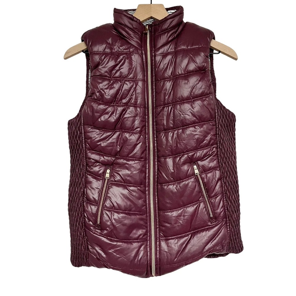 Workshop Republic Plum WinePuffer Vest Asymmetrical Gold Zipper Size‎ M